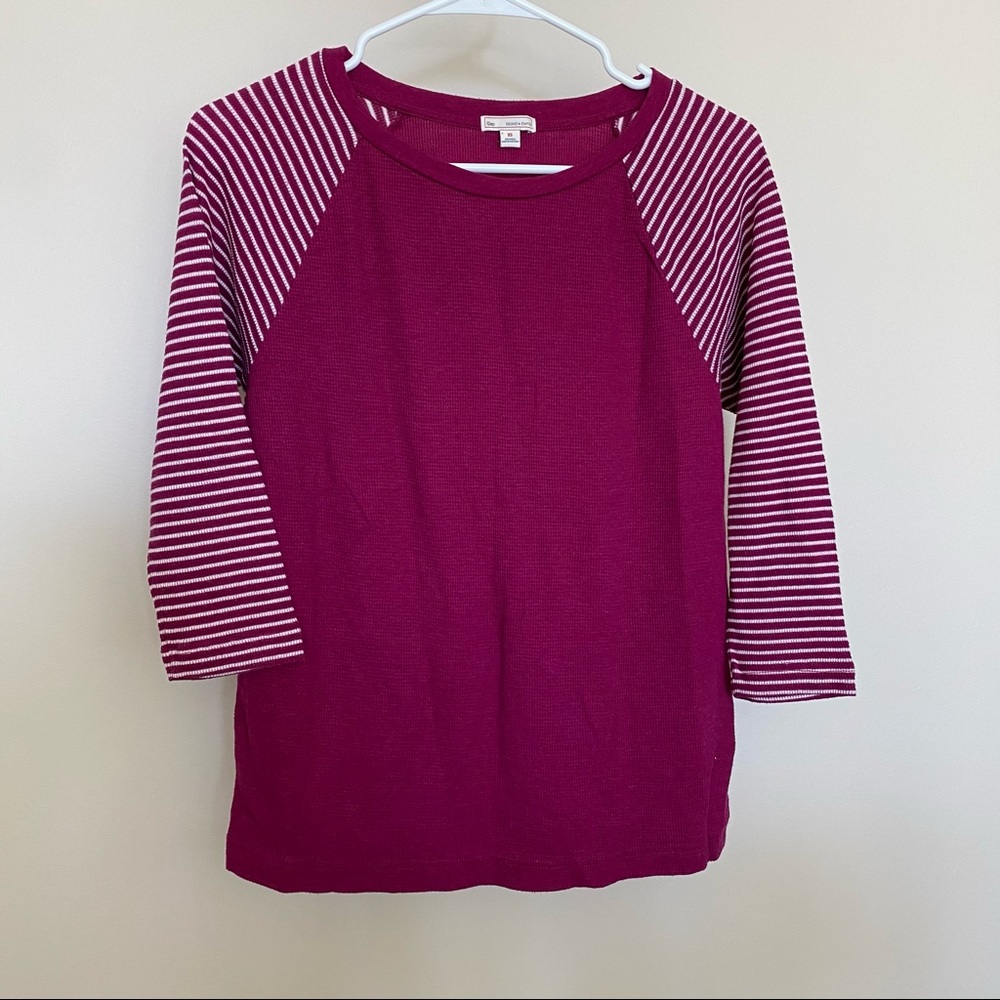 Gap shirt top thermal waffle knit purple white XS